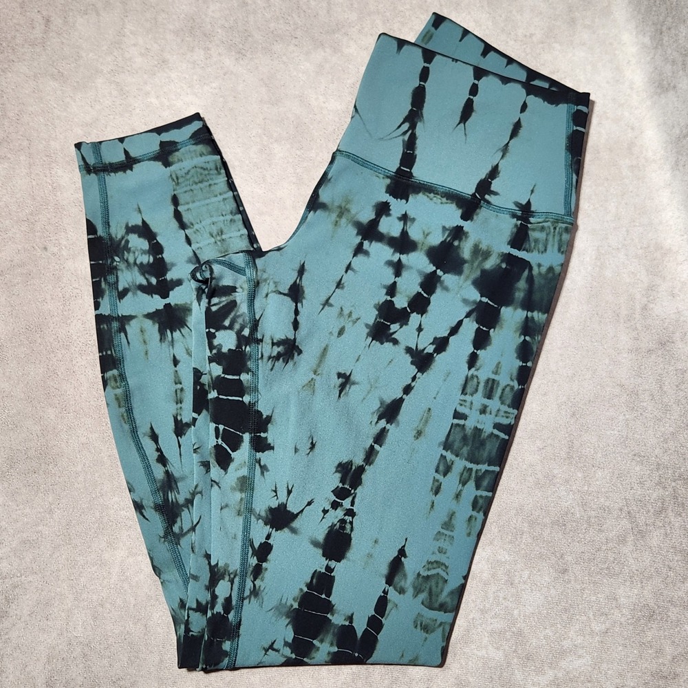 Lululemon Wunder Under High Rise Tight 28" Shibori Tie Dye Mystic Green Black  8